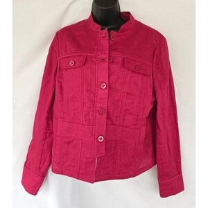Coldwater Creek▪️Celebrate Your Spirit Dark Pink Linen Jacket